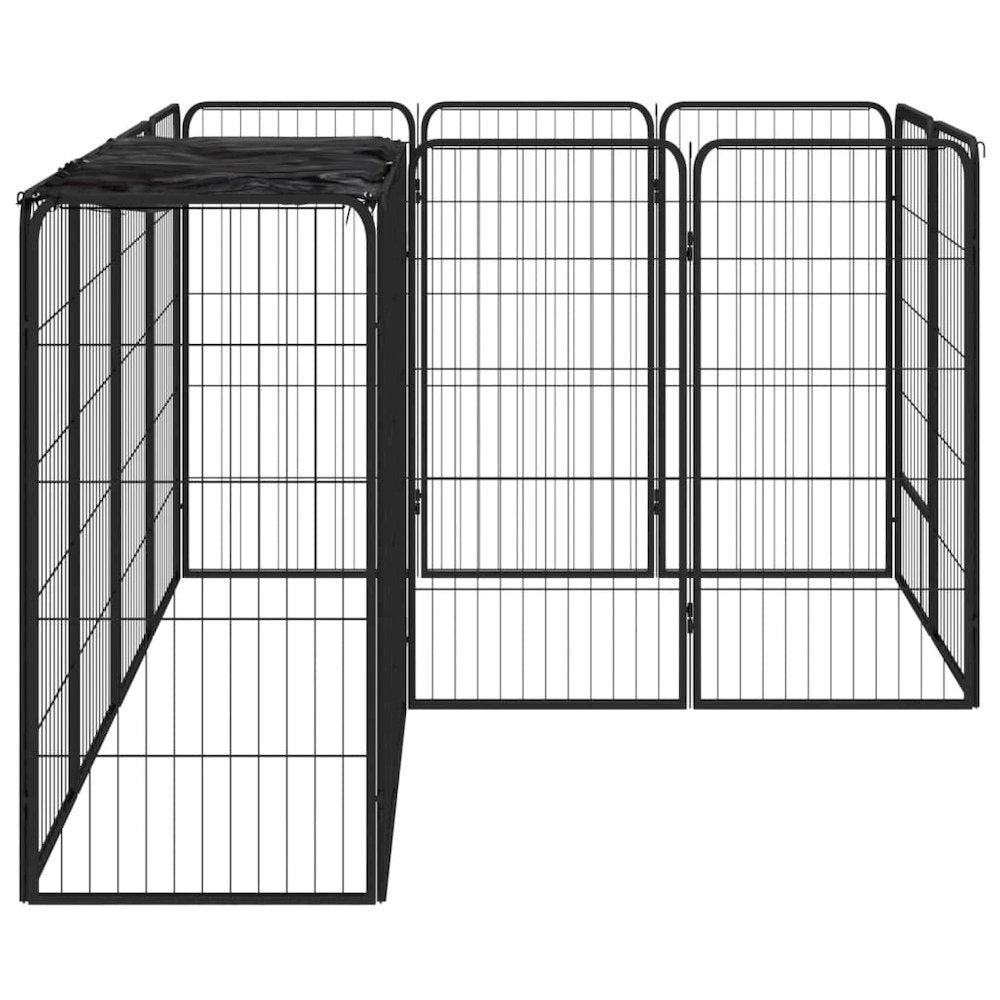 Dog Playpen Black Powder-Coated Steel Large 59.1W x 78.7D x 39.4H