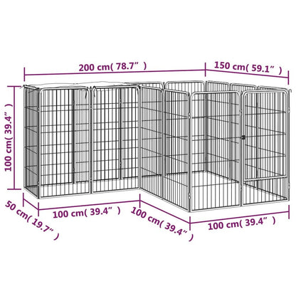 Dog Playpen Black Powder-Coated Steel Large 59.1W x 78.7D x 39.4H