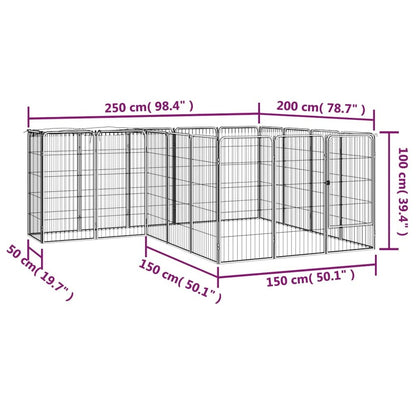 Dog Playpen Black Powder-Coated Steel Large Durable 78.7W x 98.4D x 39.4H