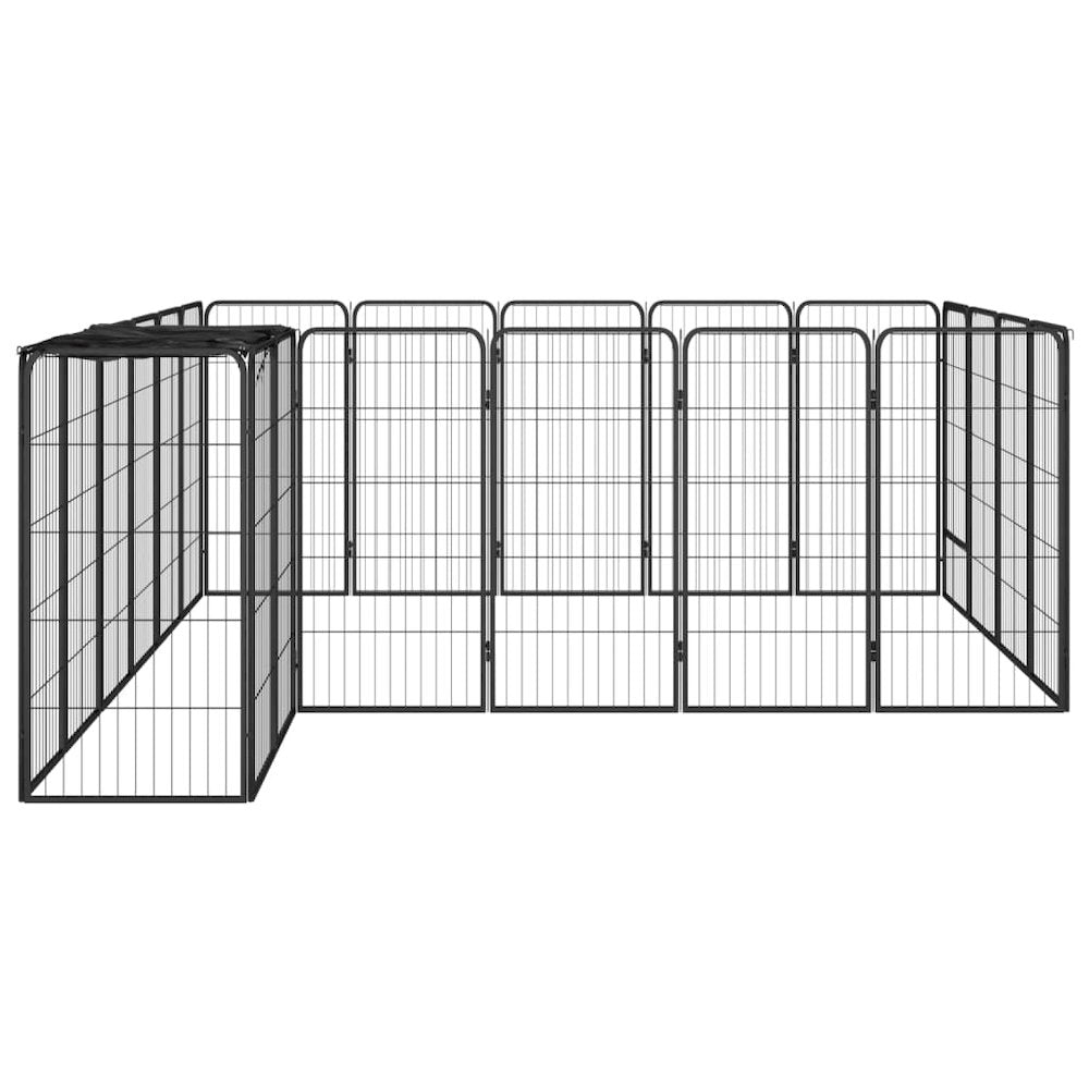 Dog Playpen Black Powder-Coated Steel 22-Panel