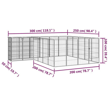 Dog Playpen Black Powder-Coated Steel 22-Panel