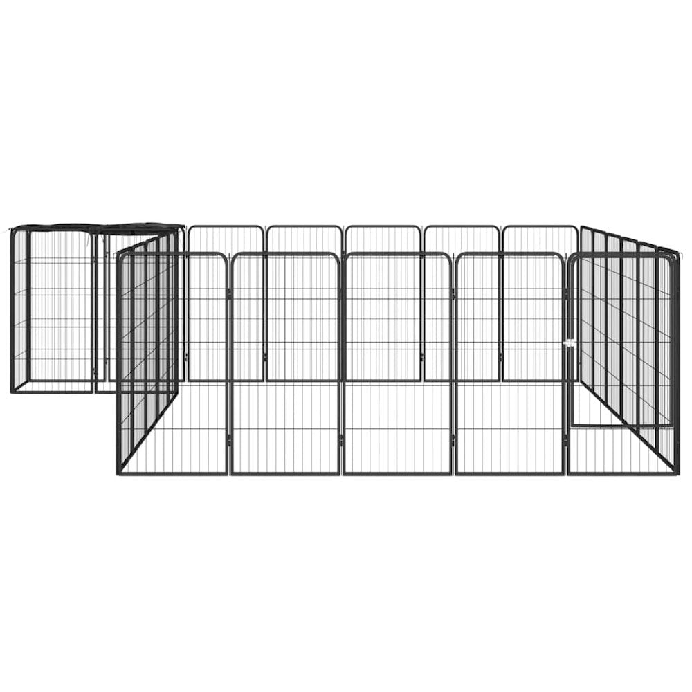 Dog Playpen Black Powder-Coated Steel Large 118.1W x 137.8D x 39.4H