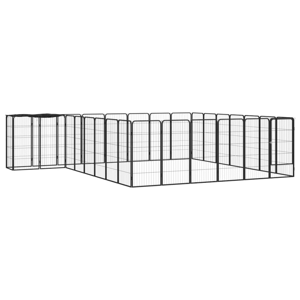 Dog Playpen Black Powder-Coated Steel, Polyethylene 137.8W x 157.5D x 39.4H