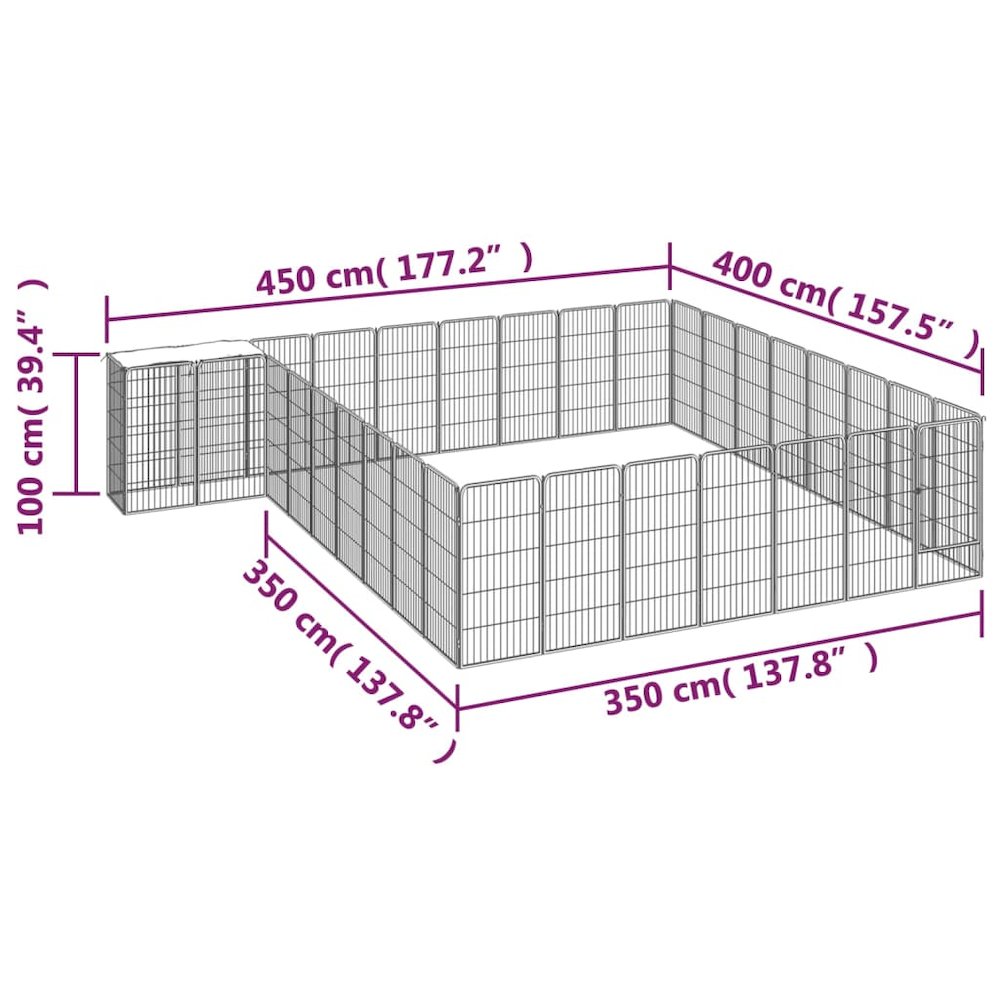 Dog Playpen Black Powder-Coated Steel, Polyethylene 157.5W x 177.2D x 39.4H