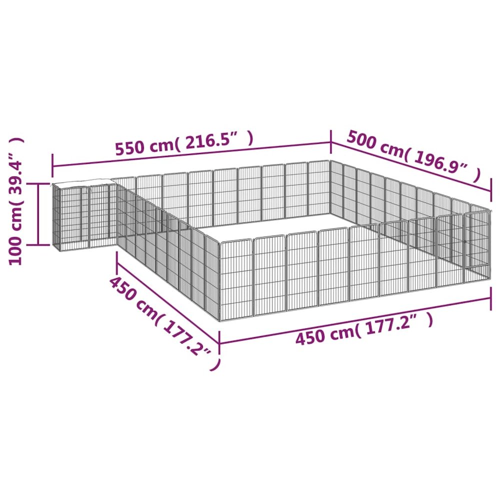 Dog Playpen Black Powder-Coated Steel, Polyethylene 196.9W x 216.5D x 39.4H