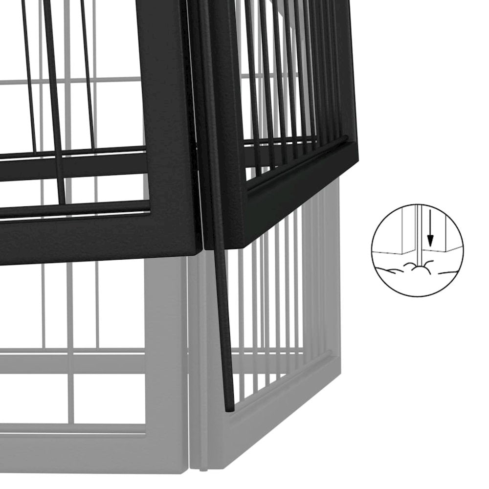 Dog Playpen Black Powder-Coated Steel Large Heavy Duty