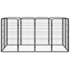 Dog Playpen Black Powder-coated Steel Large Height-Adjustable