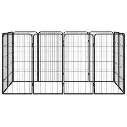 Dog Playpen Black Powder-coated Steel Large Height-Adjustable