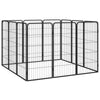 Dog Playpen Black Powder-Coated Steel Height-Adjustable 39.4W x 78.7D x 39.4H