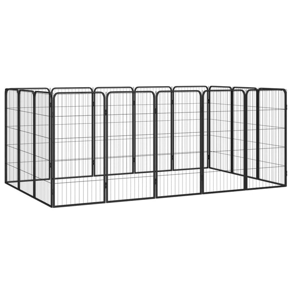 Dog Playpen Black Powder-Coated Steel Expandable 59.1W x 98.4D x 39.4H