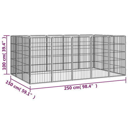 Dog Playpen Black Powder-Coated Steel Expandable 59.1W x 98.4D x 39.4H