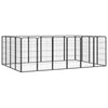 Dog Playpen Black Powder-Coated Steel Rectangular