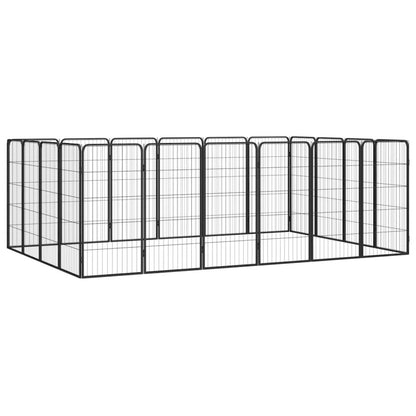 Dog Playpen Black Powder-Coated Steel Rectangular
