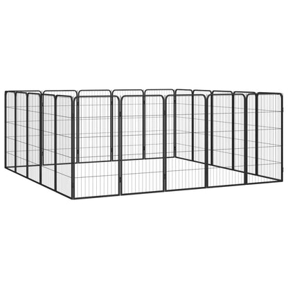 Dog Playpen Black Powder-Coated Steel Rectangular