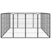 Dog Playpen Black Powder-Coated Steel Rectangular