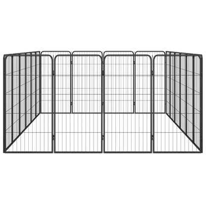 Dog Playpen Black Powder-Coated Steel Rectangular