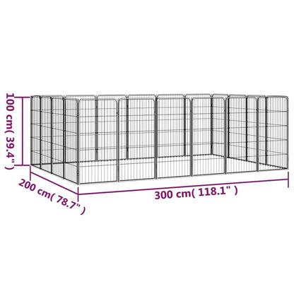 Dog Playpen Black Powder-Coated Steel Rectangular