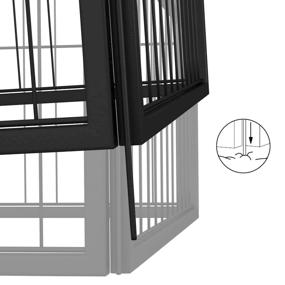 Dog Playpen Black Powder-Coated Steel Expandable 157.5W x 196.9D x 39.4H