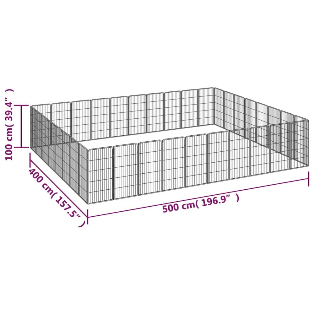 Dog Playpen Black Powder-Coated Steel Expandable 157.5W x 196.9D x 39.4H