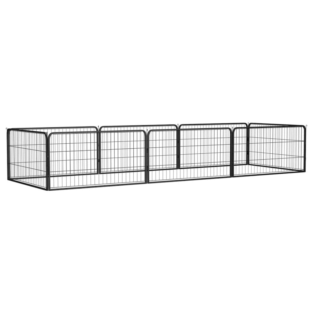 Dog Playpen Black Powder-Coated Steel In Panels