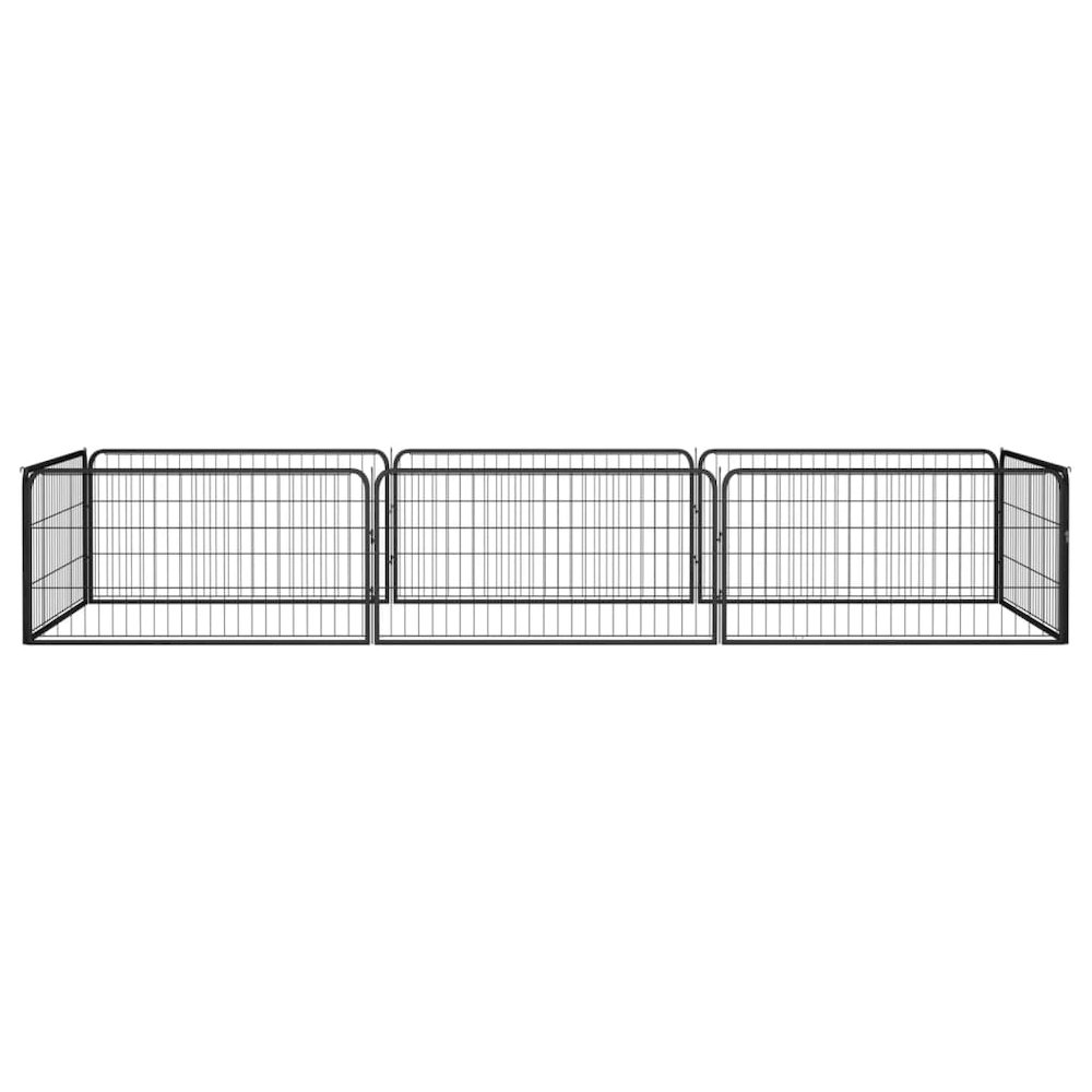 Dog Playpen Black Powder-Coated Steel In Panels