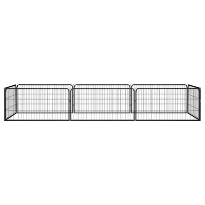 Dog Playpen Black Powder-Coated Steel In Panels
