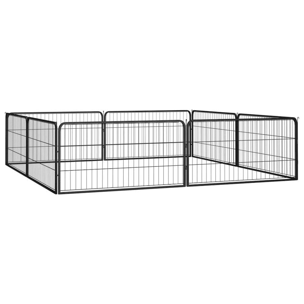 Dog Playpen Black Powder-Coated Steel In Panels