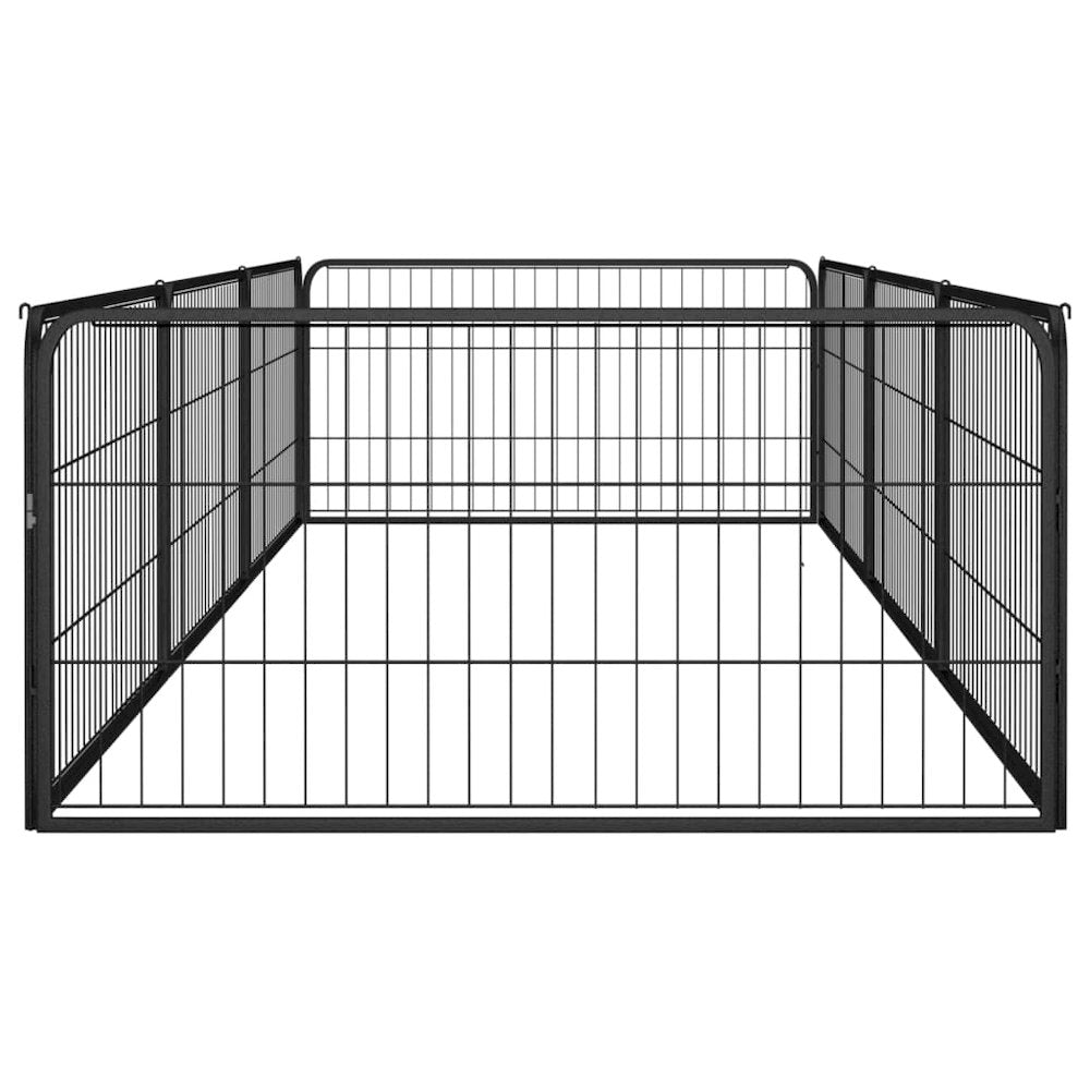Dog Playpen Black Powder-Coated Steel In Panels