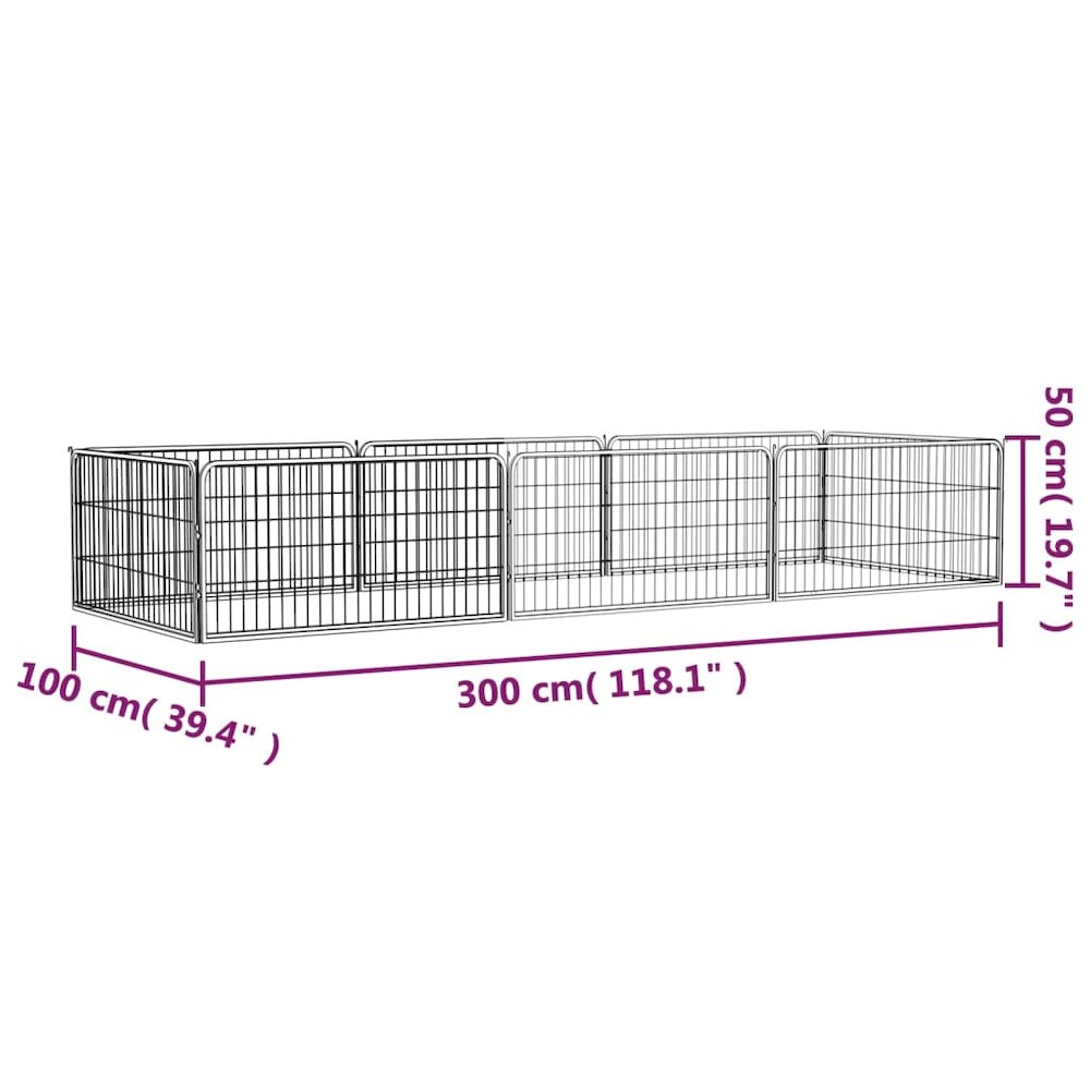 Dog Playpen Black Powder-Coated Steel In Panels