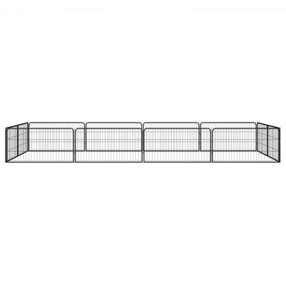 Dog Playpen Black Powder-Coated Steel Height-Adjustable 78.7W x 157.5D x 19.7H