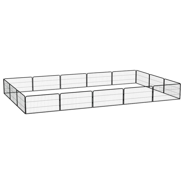 Dog Playpen Black Powder-Coated Steel Large Expandable 118.1W x 196.9D x 19.7H