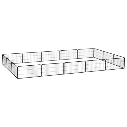 Dog Playpen Black Powder-Coated Steel Large Expandable 118.1W x 196.9D x 19.7H