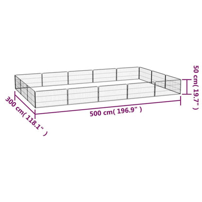 Dog Playpen Black Powder-Coated Steel Large Expandable 118.1W x 196.9D x 19.7H