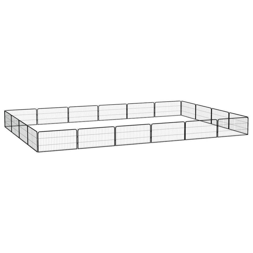 Dog Playpen Black Powder-Coated Steel 20-Panel