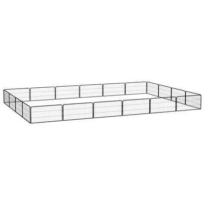 Dog Playpen Black Powder-Coated Steel 20-Panel