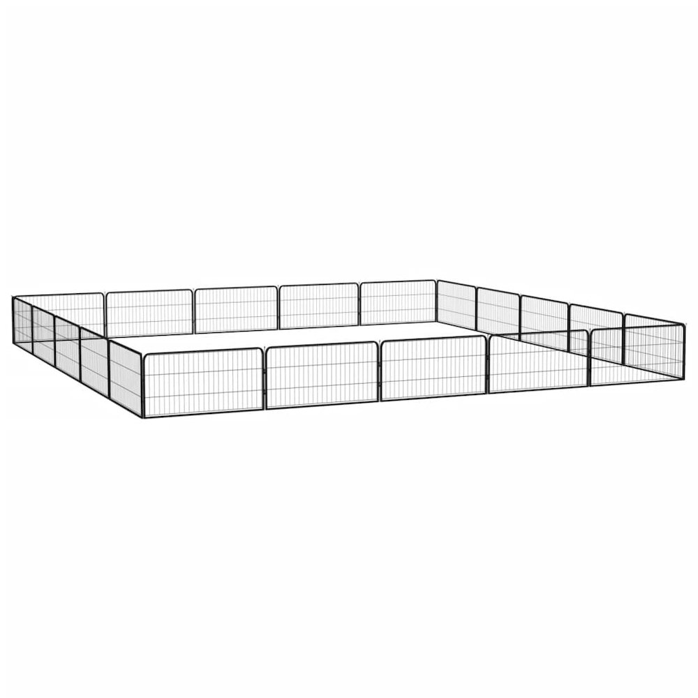 Dog Playpen Black Powder-Coated Steel 20-Panel