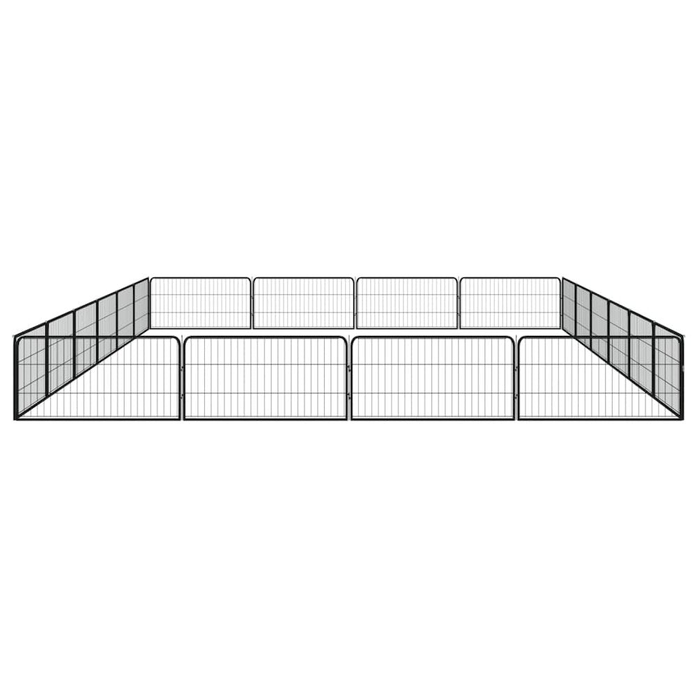 Dog Playpen Black Powder-Coated Steel 20-Panel