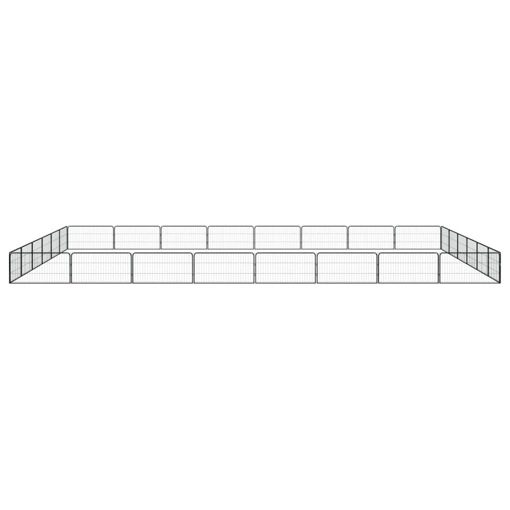 Dog Playpen Black Powder-Coated Steel 28 Panels Foldable