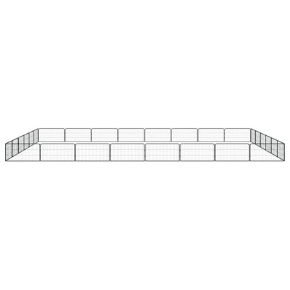 Dog Playpen Black Powder-Coated Steel 28 Panels Foldable