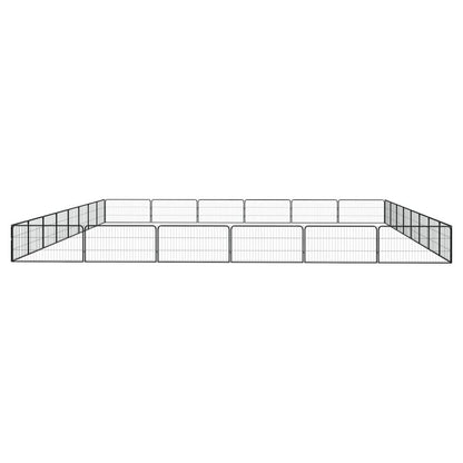 Dog Playpen Black Powder-Coated Steel 28 Panels Foldable