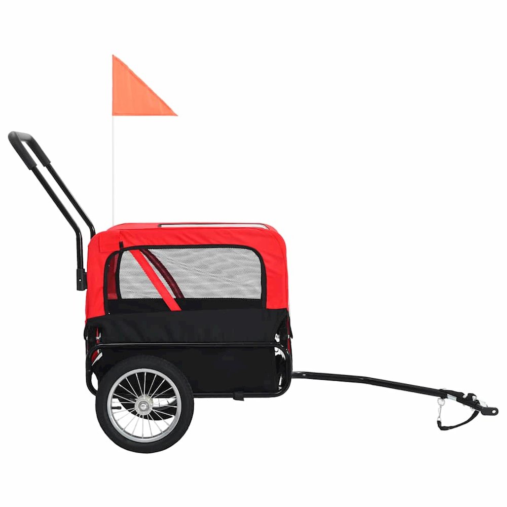 vidaXL 2-in-1 Pet Bike Trailer & Jogging Stroller Red and Black