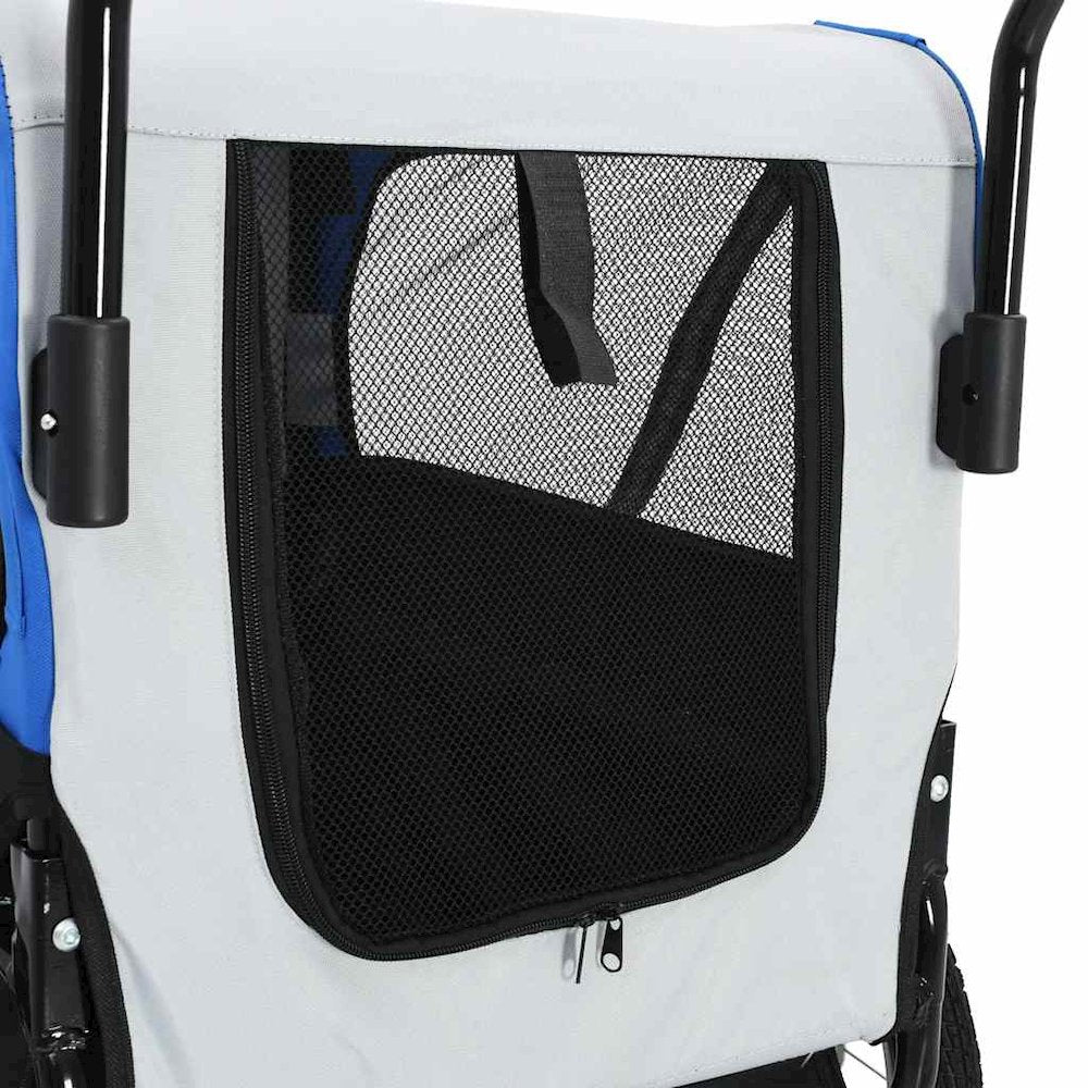 vidaXL 2-in-1 Pet Bike Trailer & Jogging Stroller Gray and Blue