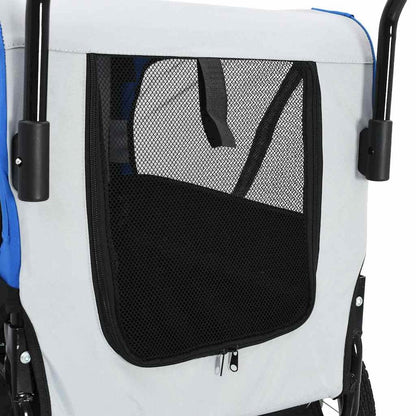 vidaXL 2-in-1 Pet Bike Trailer & Jogging Stroller Gray and Blue