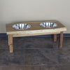 AmeriHome Acacia Wood Live Edge Double Bowl Pet Feeder Stand