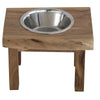 AmeriHome Acacia Wood Live Edge Single Bowl Pet Feeder Stand