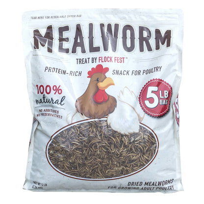 Buffalo Outdoor Dried Mealworms for Chickens, Wild Birds and Ducks, 5 Lbs Bag