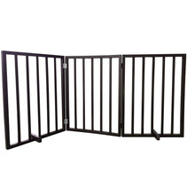 AmeriHome 54 inch Freestanding 3-Panel Folding Wood Pet Gate - Brown