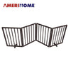 AmeriHome 72 inch Freestanding 4-Panel Folding Wood Pet Gate - Brown