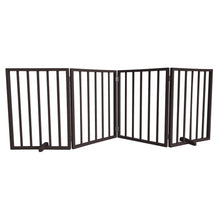 AmeriHome 72 inch Freestanding 4-Panel Folding Wood Pet Gate - Brown