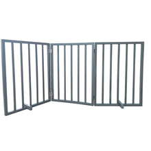 AmeriHome 54 inch Freestanding 3-Panel Folding Wood Pet Gate - Grey